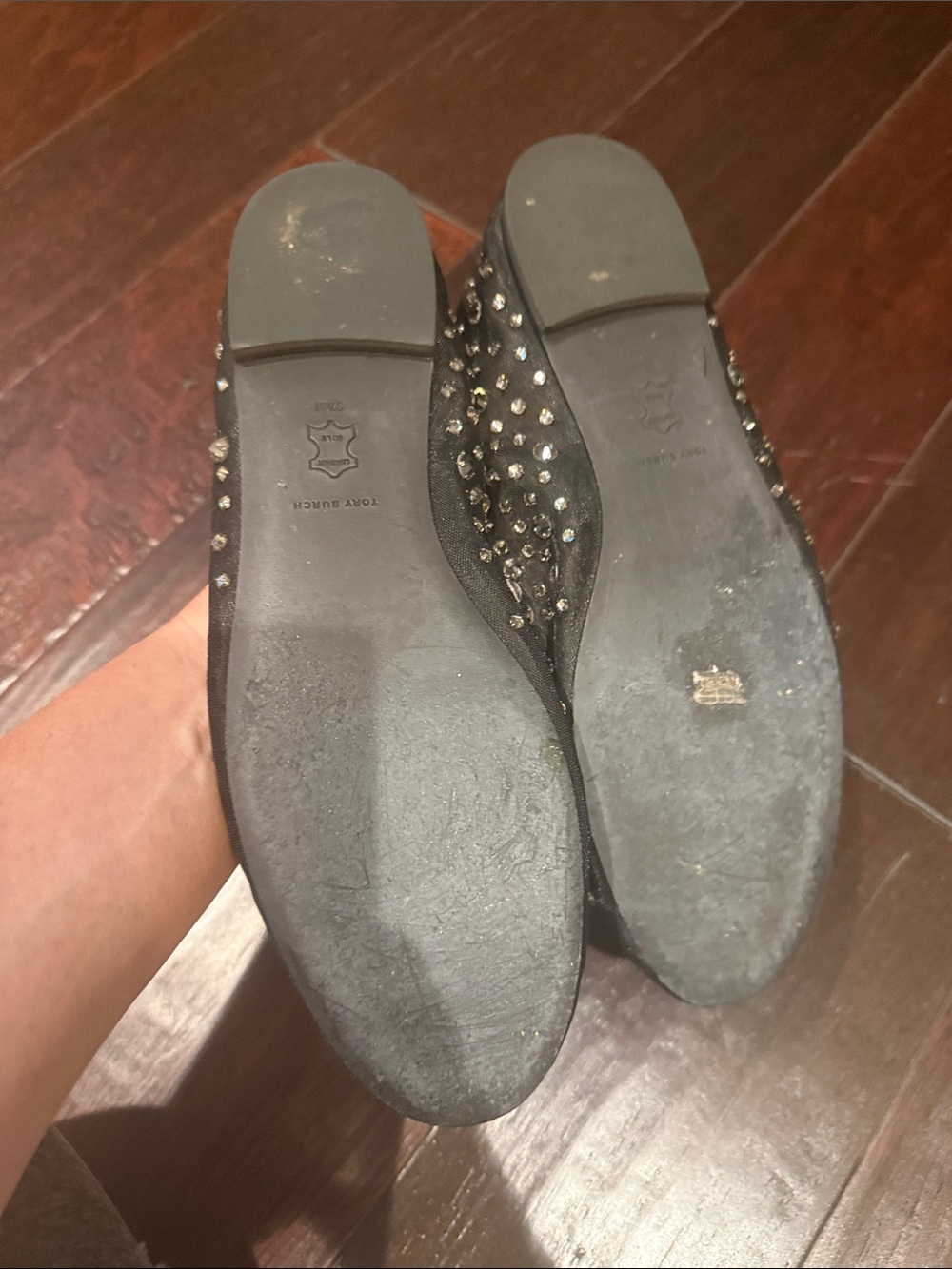Tory Burch Black Crystal-Embellished Ballet Flats - Picture 5 of 7